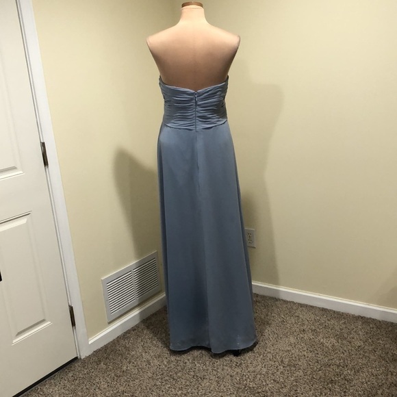 AZAZIE Gown Formal Maxi Dress Size 10 Pastel Sky Blue Strapless Pleated Bodice - Picture 5 of 9